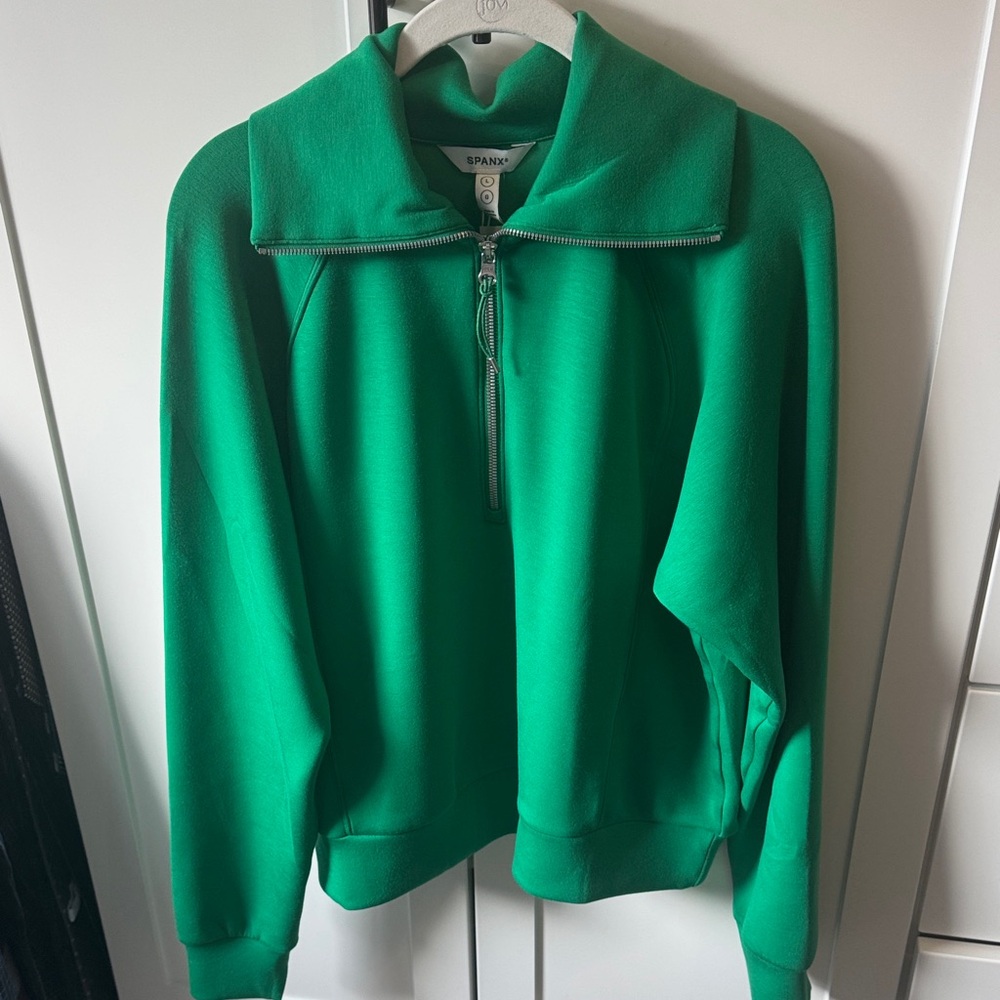 SPANX Air Essentials 1/2 zip Gorgeous Green Top